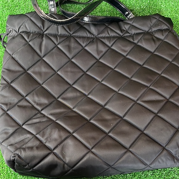 Michael Michael Kors BlackNylon Quilted Tote with Silver MK ACCENTS - Picture 7 of 11